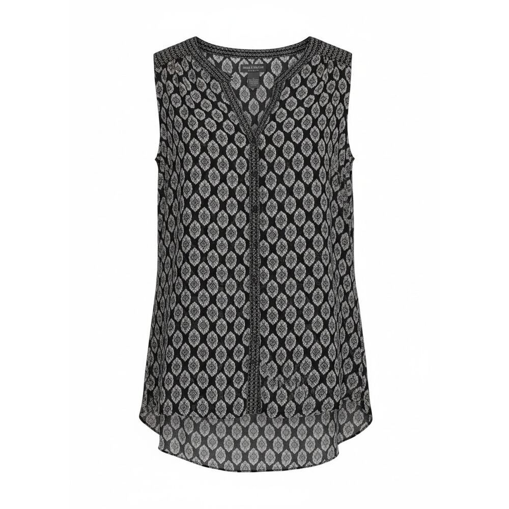 Chelsea & Theodore Boho Hi-Lo Button Front Sleeveless Blouse Women's Size 1XL